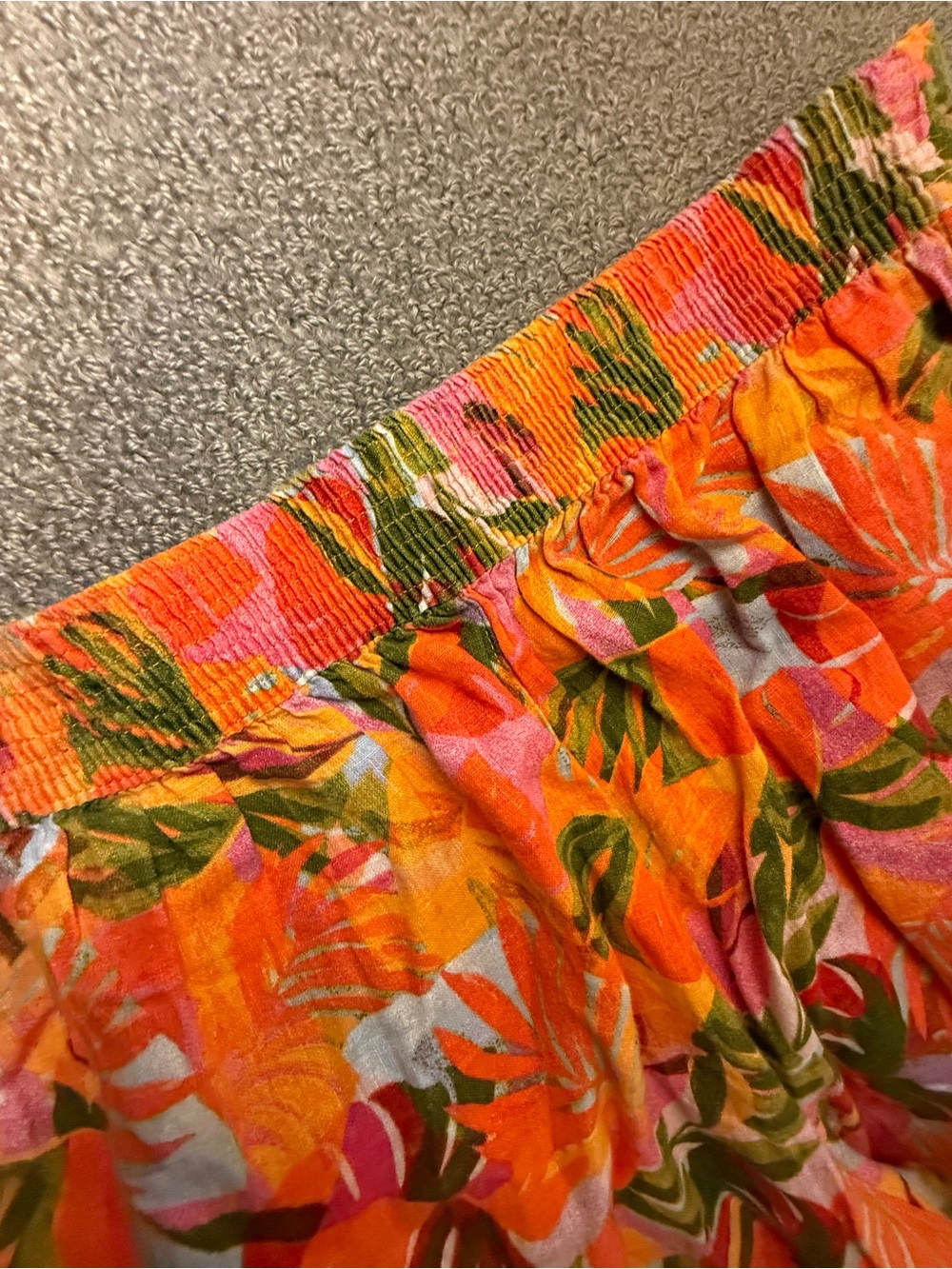C&C California Wide Leg Pants Orange Tropical Palm Print 100% Linen NWT | Sz XL - Picture 8 of 15